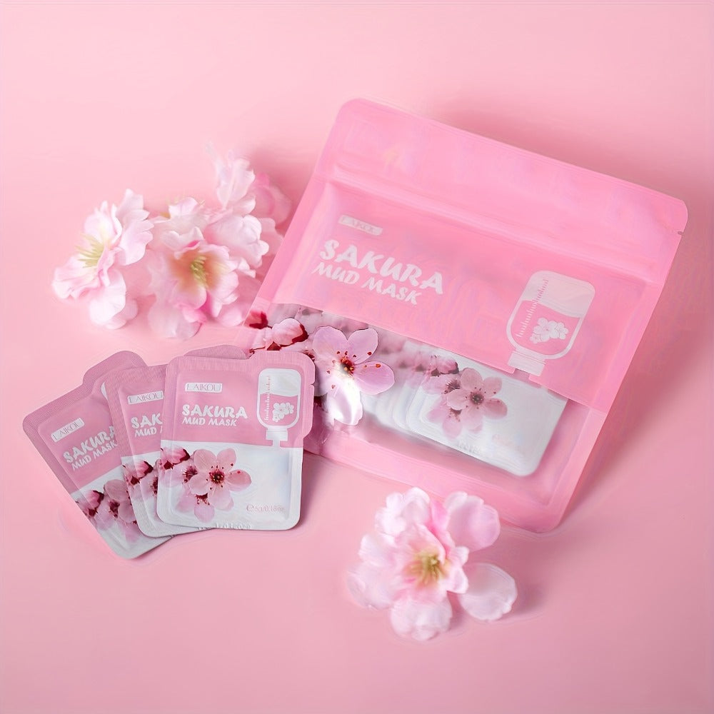 30-Piece Sakura Skincare Gift Set with Pink Face-Care Assortment, Mask Packets, Pouch and Routine Accessories