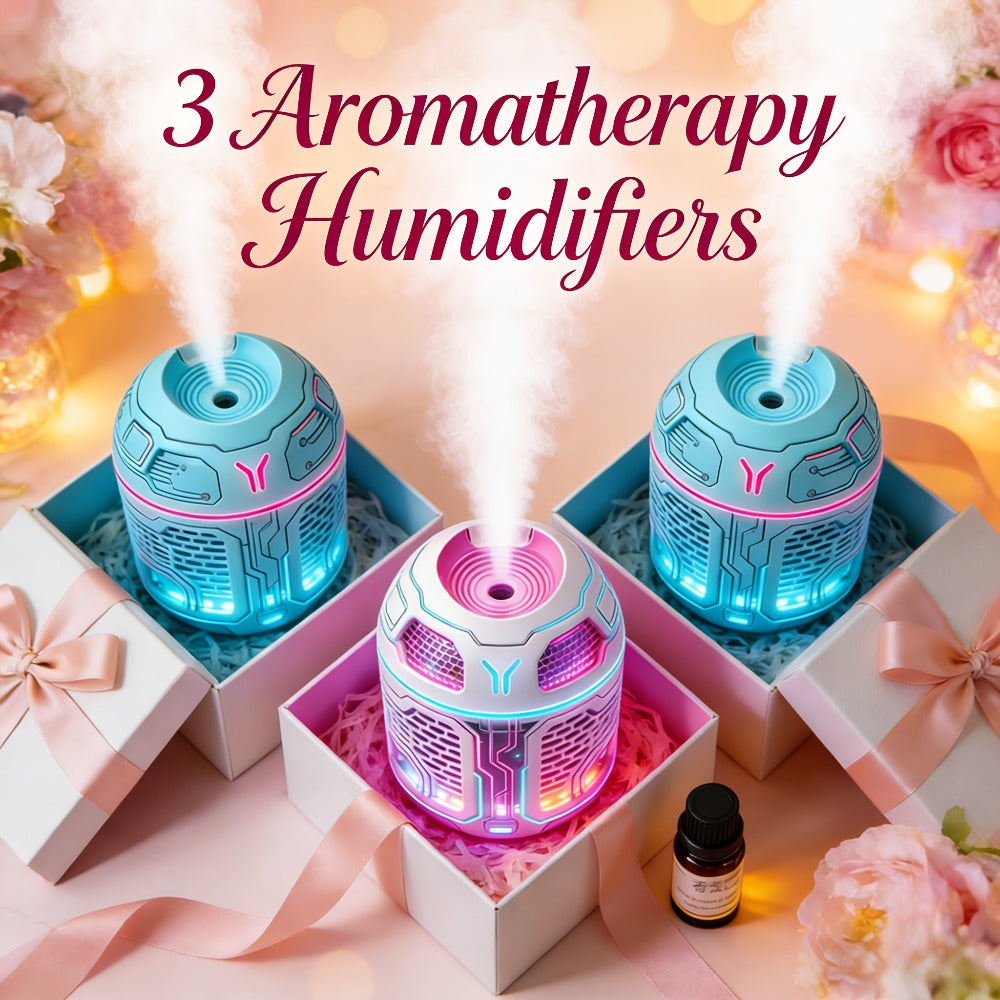 Mini Aromatherapy Humidifier Set of 3 Cool Mist Diffuser with Odor Eliminator No Filter for Entryways, Bedrooms and Living Spaces