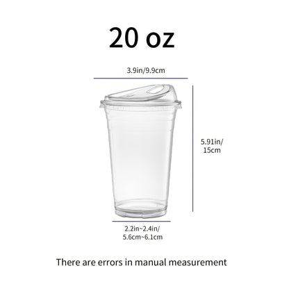 Disposable Clear PET Cups with Lids 50 Sets, Transparent Plastic Cups for Coffee Smoothies Cold Drinks Parties Picnics Travel