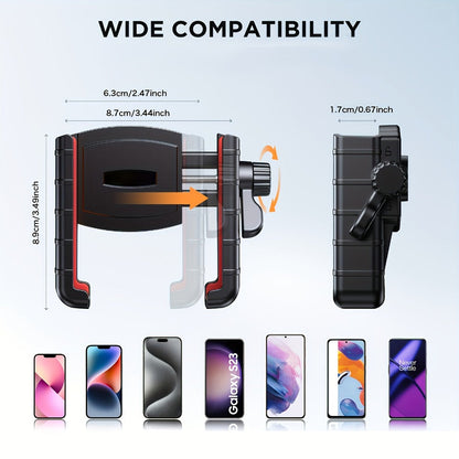 Motorcycle Phone Mount Handlebar Quick Lock – Universal Bike Phone Holder for 4"-7" Phones, No-Block Camera Design