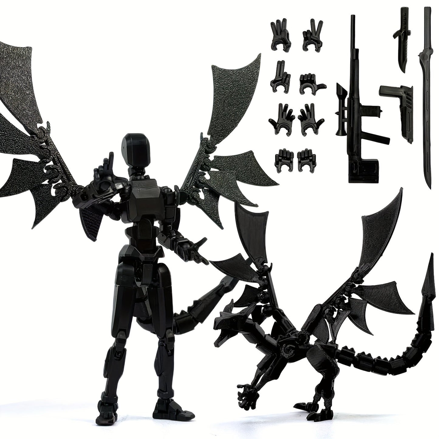 3D Printed Dragon Figurine 2-Piece Set for Garden, Patio and Yard Use, with the Listed Configuration