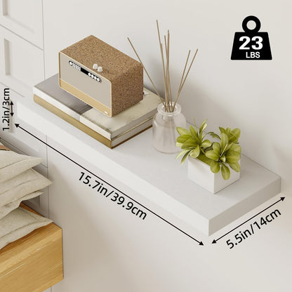 Floating Wall Shelf Set with Concealed-Style Brackets, Multiple Finishes and 4- or 6-Piece Options