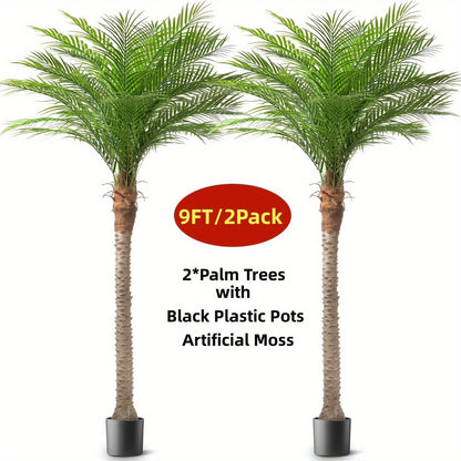 Large Artificial Palm Tree 7ft 8ft 9ft, UV Resistant Faux Tropical Palm Tree with Realistic Leaves for Outdoor Patio Garden Yard