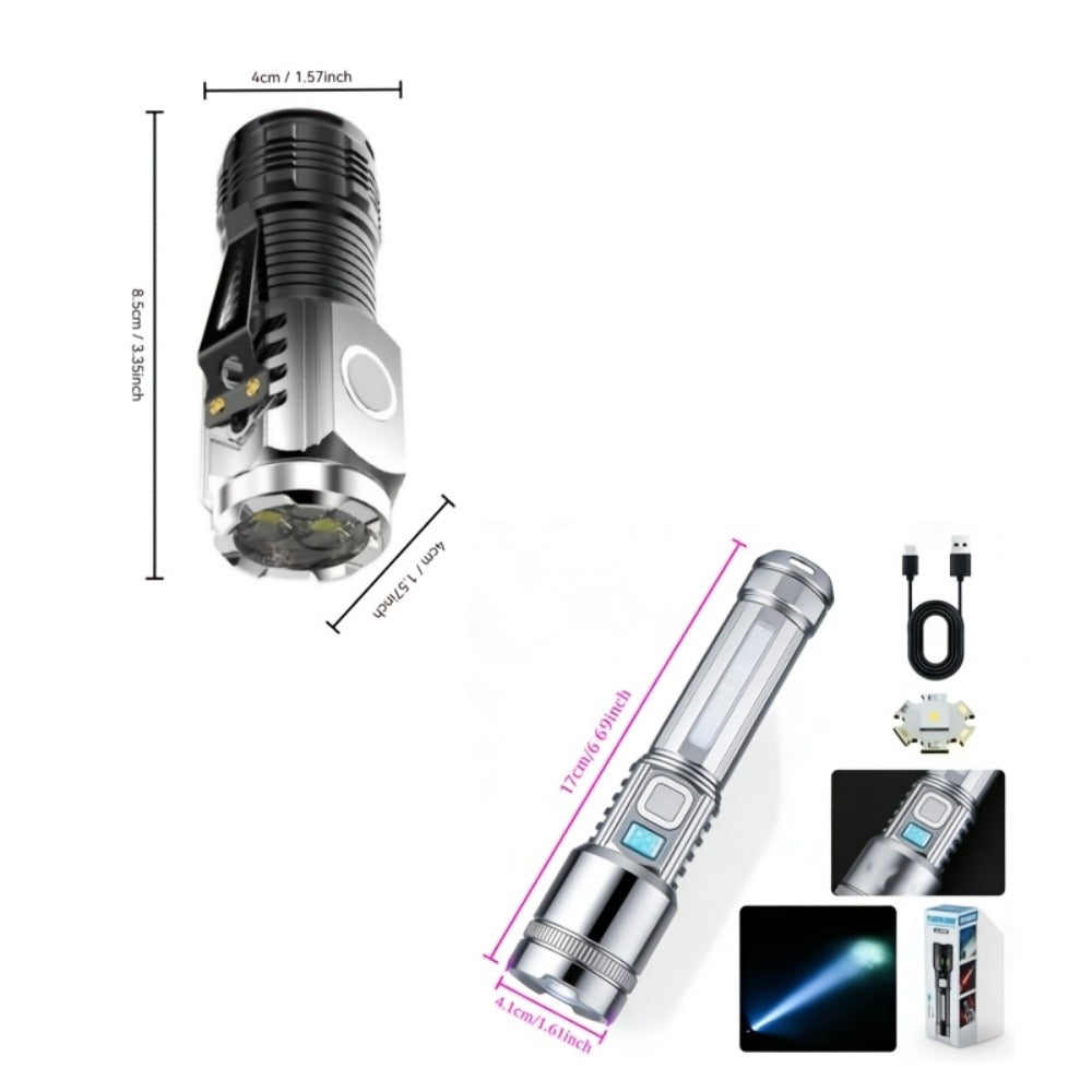 Flashlight & Watch Gift Set - Super Bright LED Handheld Flashlight with Multifunctional Watch, Adjustable Focus