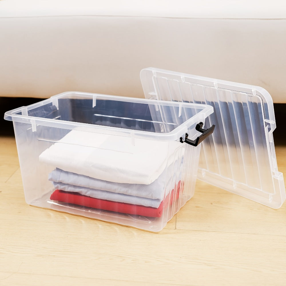 Clear Plastic Storage Bins with Lids 6 Pack Stackable Storage Containers with Snap-Tight Locks for Home, Office, Garage & Basement