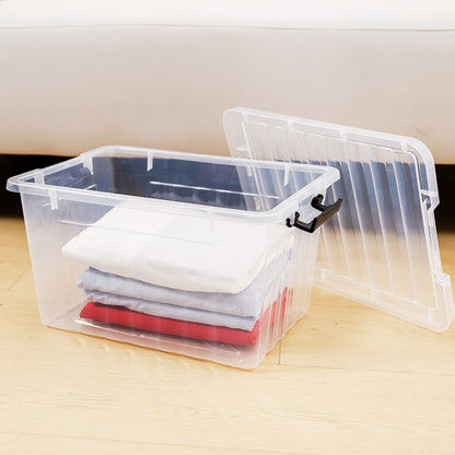Clear Plastic Storage Bins with Lids 6 Pack Stackable Storage Containers with Snap-Tight Locks for Home, Office, Garage & Basement