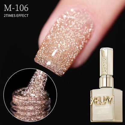 Gel Nail Polish 5-Color Broken-Stone Glitter Set in 0.51oz Bottles with Sparkling Finish and UV/LED Soak-Off Cure