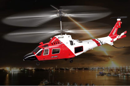 SYMA S111G Coast Guard RC Helicopter 3-Channel Gyro Stabilized Mini Indoor Helicopter LED Lights 5-6 Min Flight Time