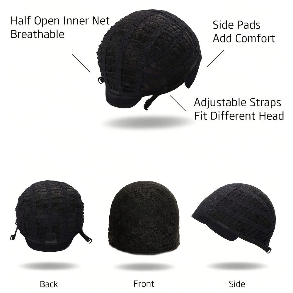 Synthetic Wig 16-Inch Black Straight Blunt Bob with Bangs, 180% Density and Rose Net Cap for Office Wear