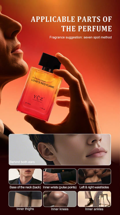 Cologne Eau de Parfum for Men YCZ LOVE'S RED 1.7 fl oz Spray with Red Glass Bottle and Box