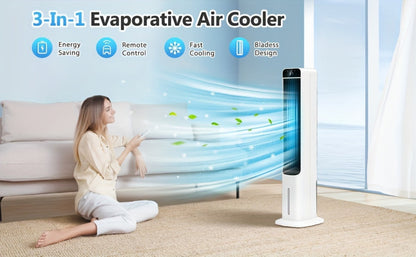 Evaporative Air Cooler Portable 1.32 Gal, 3-in-1 Swamp Cooler Fan Humidifier with Ice Cooling, 4 Ice Packs