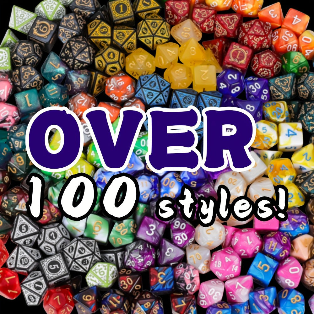 Mystery Seven-Piece Polyhedral Dice Blind Pack with Assorted Color and Pattern Surprise for Tabletop Games