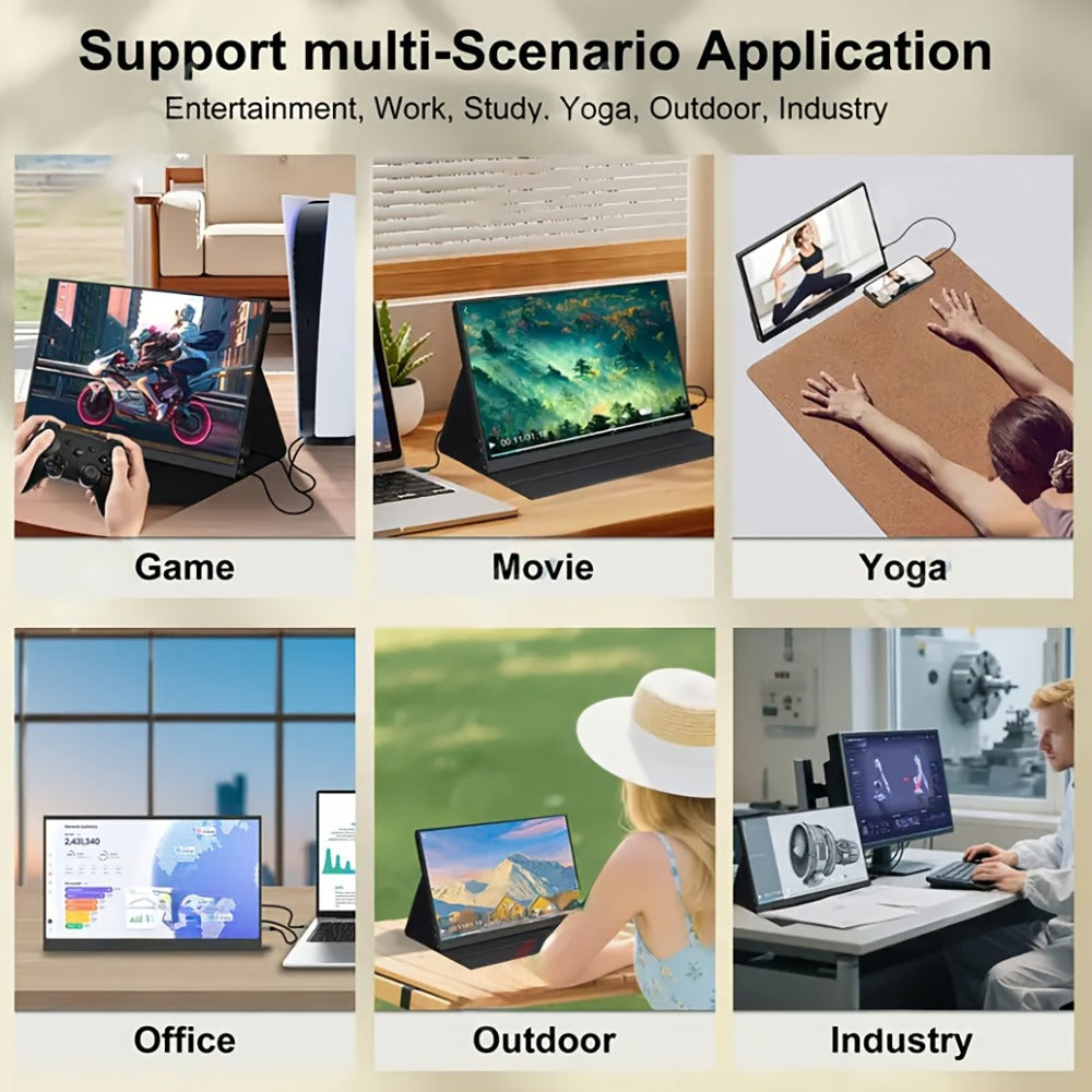 15.6 Inch Portable Monitor 1080P Touchscreen USB-C, 100% sRGB 72% NTSC IPS Travel External Second Screen for Laptop PC iPhone Android