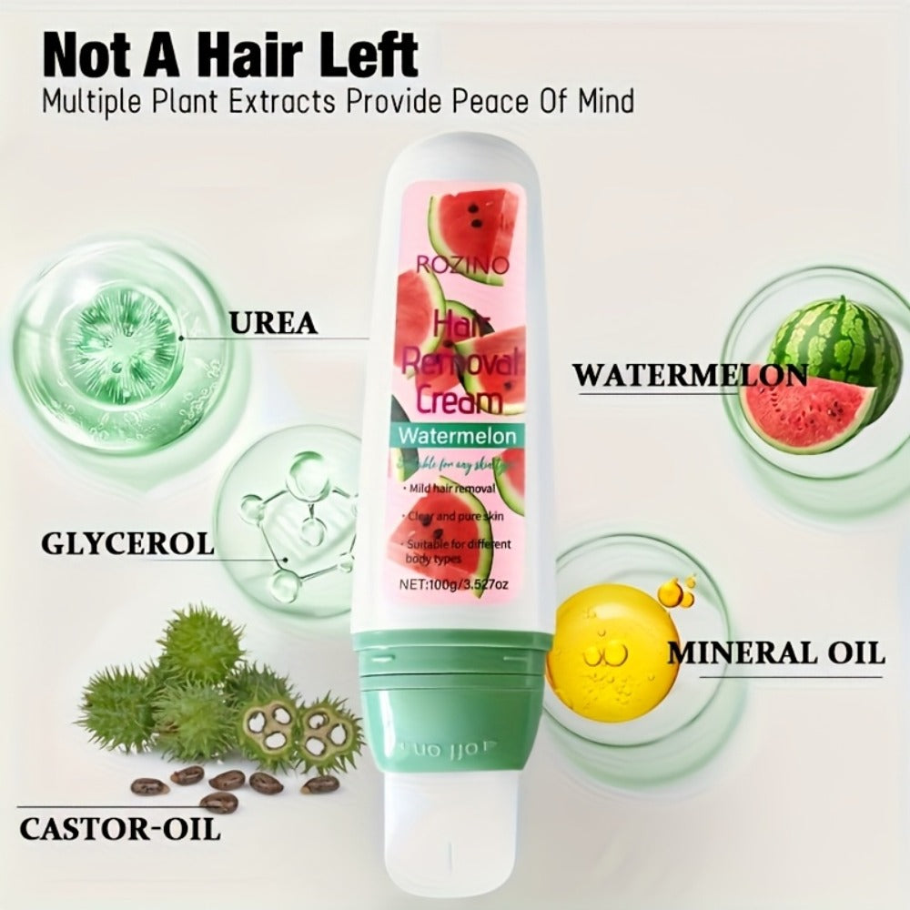 Hair Removal Cream ROZINO 100g Watermelon Roll-On Bottle with Carton for External Body Grooming