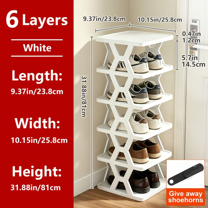 Narrow X-Frame Shoe Rack in Black or White with Six- or Nine-Layer Checkout Configurations