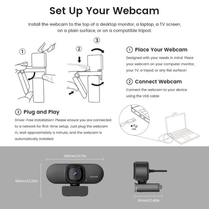 4K Webcam AI Auto Framing True Autofocus with Dual Noise Canceling Mics & 90° FOV for an Everyday Personal Care Routine