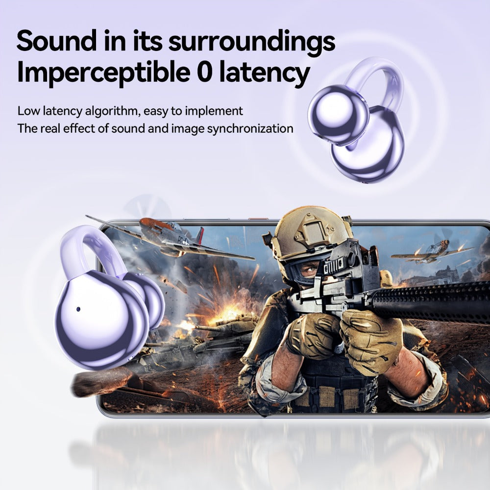 Butterfly Earring Wireless Earphones Open-Ear AI Translation HD Calls Touch Control for Bedside Audio, Alarms and Room Entertainment
