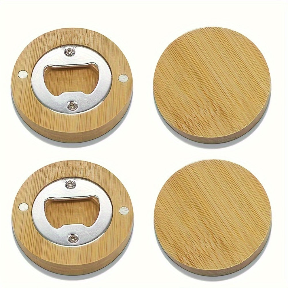 Bamboo Magnetic Bottle Opener Bulk 20 40 80 160 Pack – Round Fridge Magnet Blank Bottle Opener for Wedding Favors Party Gifts Kitchen Decor