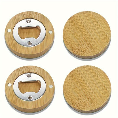 Bamboo Magnetic Bottle Opener Bulk 20 40 80 160 Pack – Round Fridge Magnet Blank Bottle Opener for Wedding Favors Party Gifts Kitchen Decor