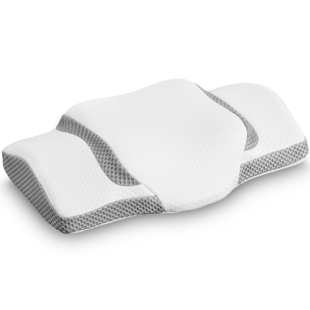 Memory Foam Cervical Pillow Contour Neck Support Orthopedic Bed Pillow for Side Back Stomach Sleepers with Cooling Pillowcase Queen King
