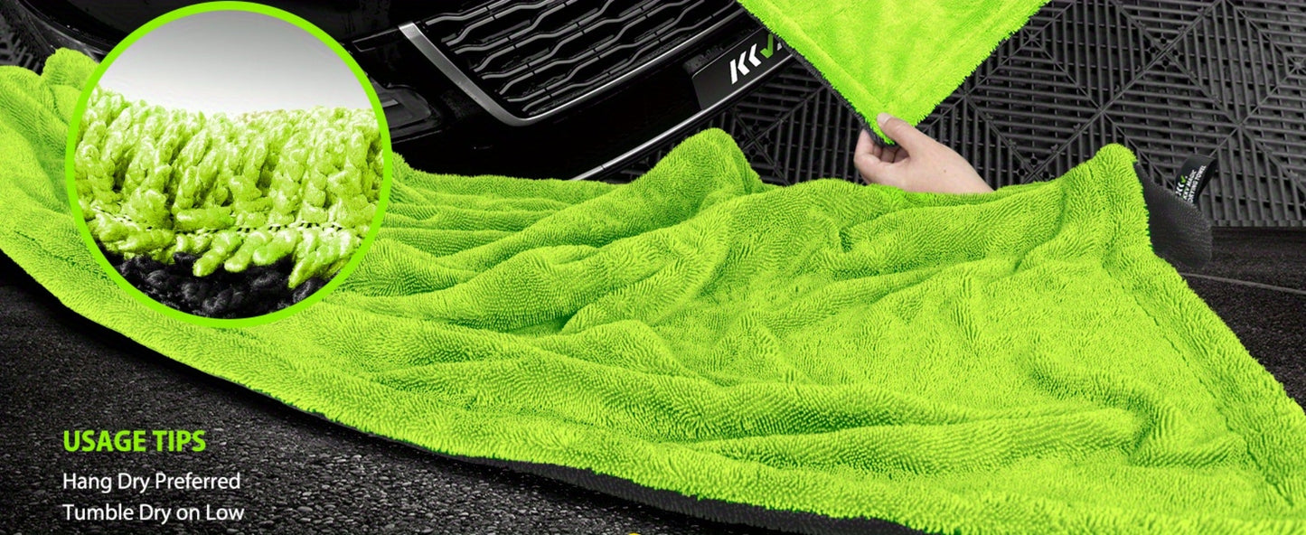 Car Drying Towel in 1400 GSM Microfiber with Two Size Options or Nine-Piece Wash Tool Bundle