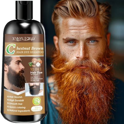 Color Shampoo for Beard & Hair, Natural Plant Dye Formula, Ammonia-Free Quick Gray Coverage
