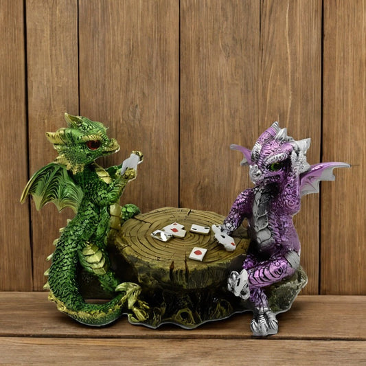 Dragons Playing Chess Figurine, 6.5" Decorative Polyresin Dragon Statue Sculpture for Home, Office & Bookshelf Decor