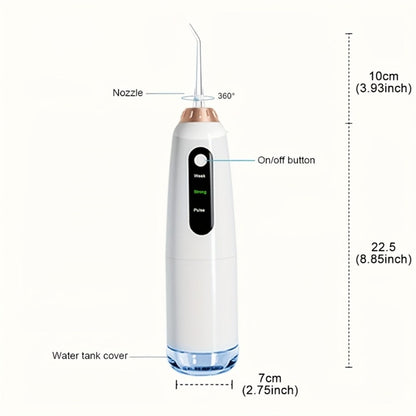 Water Flosser Oral Care Kit, 3-Mode Portable Electric Dental Cleaner, USB Rechargeable, 4-Function Nozzle