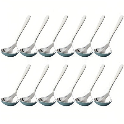 Kitchen Utensils Long-Handle 304 Stainless Steel Soup Spoon Set in 4, 8 or 12 Piece Packs for Serving