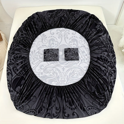 Gothic Skull Fitted Sheet Set 3-Piece, Victorian Baroque Halloween Bedding, 1 Deep Pocket Fitted Sheet + 2 Pillowcases