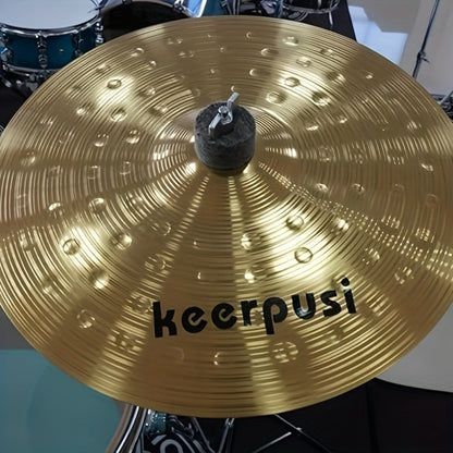 14-Inch Hi-Hat Cymbals Pair, Gold Drum Cymbal Set by Keerpusi detail image - detail view 4