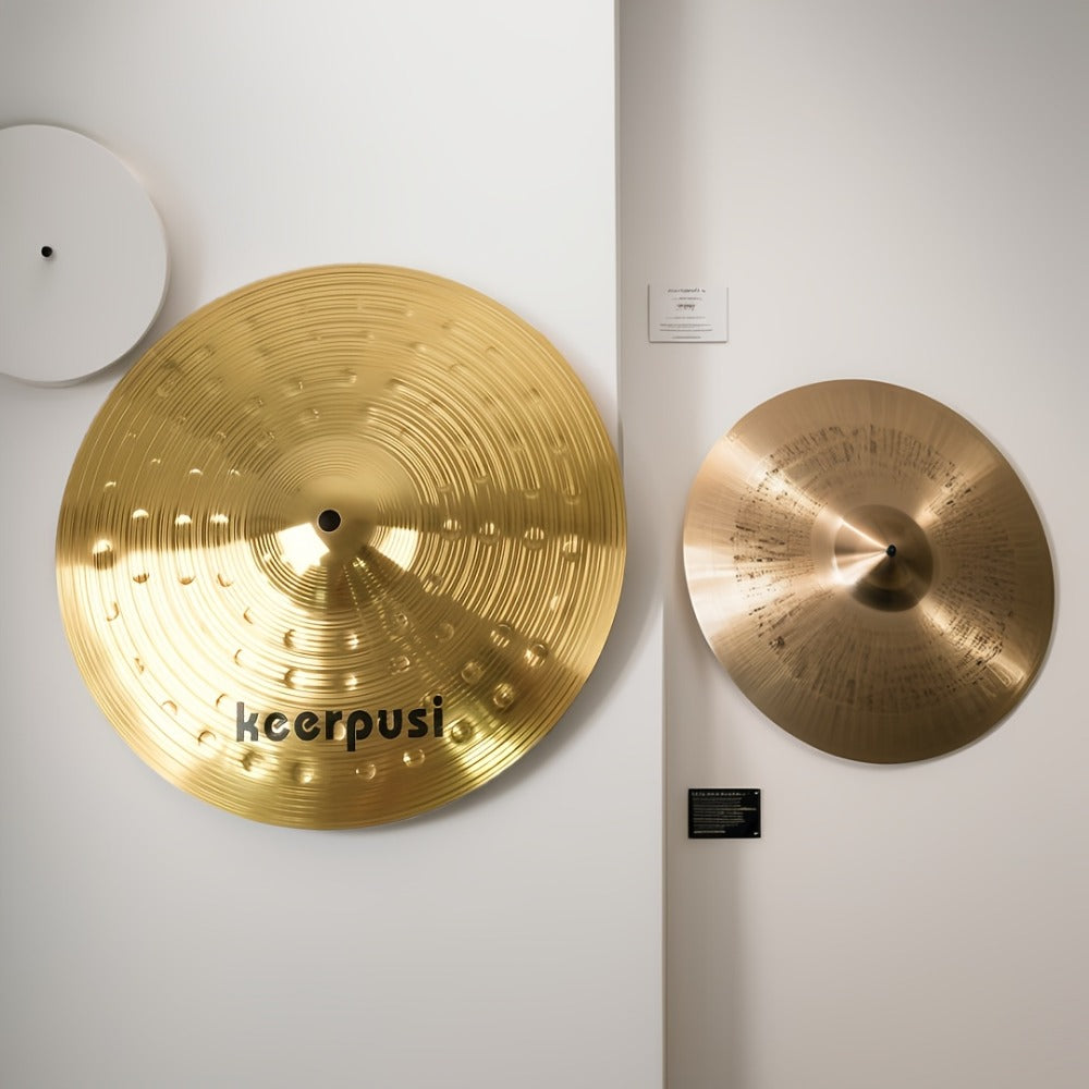 14-Inch Hi-Hat Cymbals Pair, Gold Drum Cymbal Set by Keerpusi detail image - detail view 5