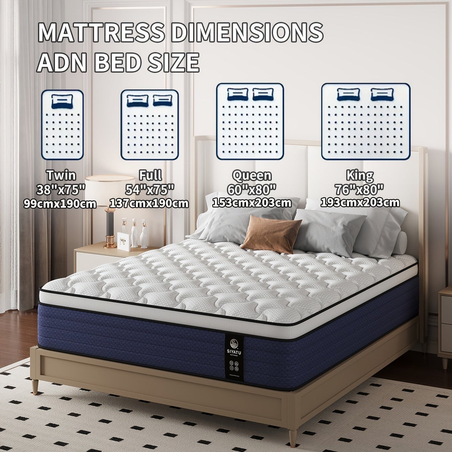 Hybrid Mattress shown in the 12-inch, Queen option