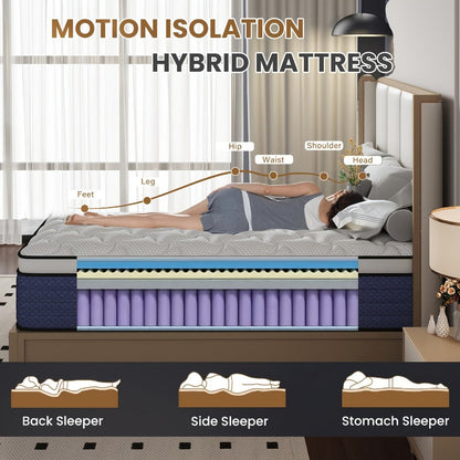 14-Inch Hybrid Mattress with Pocket Springs and Memory Foam for Bedroom detail image - detail view 5