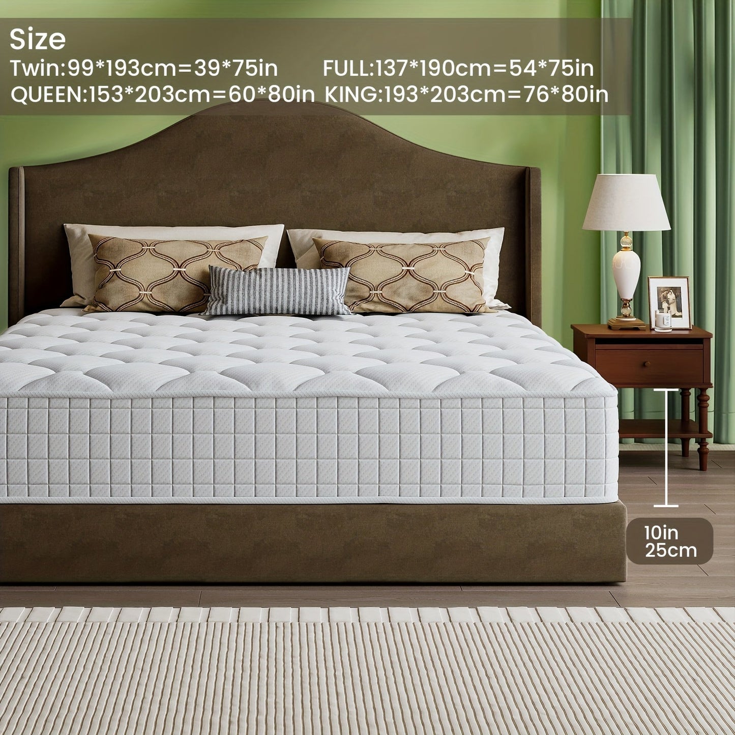 Mattress shown in the Twin, 10 Inches option