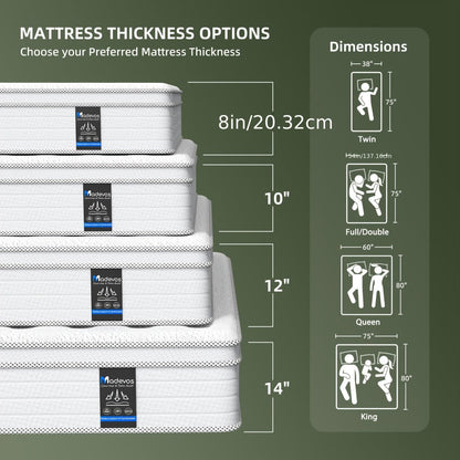 14-Inch Mattress with Pocket Springs, Sleep Support Mattress for Bedroom detail image - detail view 3