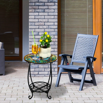 14-Inch Round Outdoor Side Table, Outdoor Accent Table for Patio detail image - detail view 6