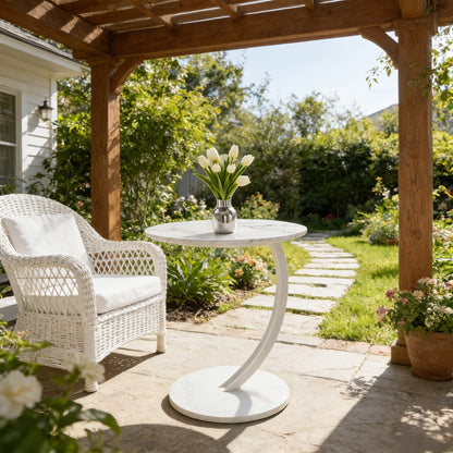 Outdoor Side Table shown in the 1PC Single-layer White Cloud option