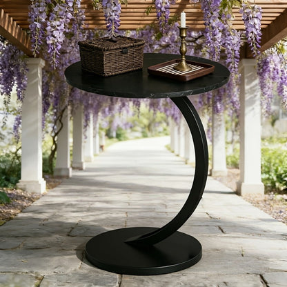 14-Inch Round Outdoor Side Table with Solid Wood Construction detail image - detail view 3