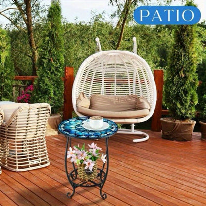 14-Inch Round Outdoor Side Table with Waterproof Protection for Patio detail image - detail view 6