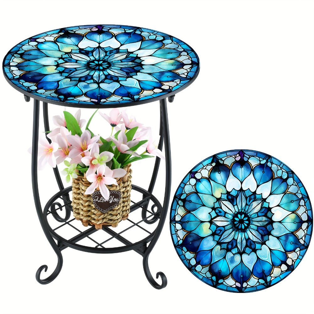 14-Inch Round Outdoor Side Table with Waterproof Protection for Patio detail image - detail view 7