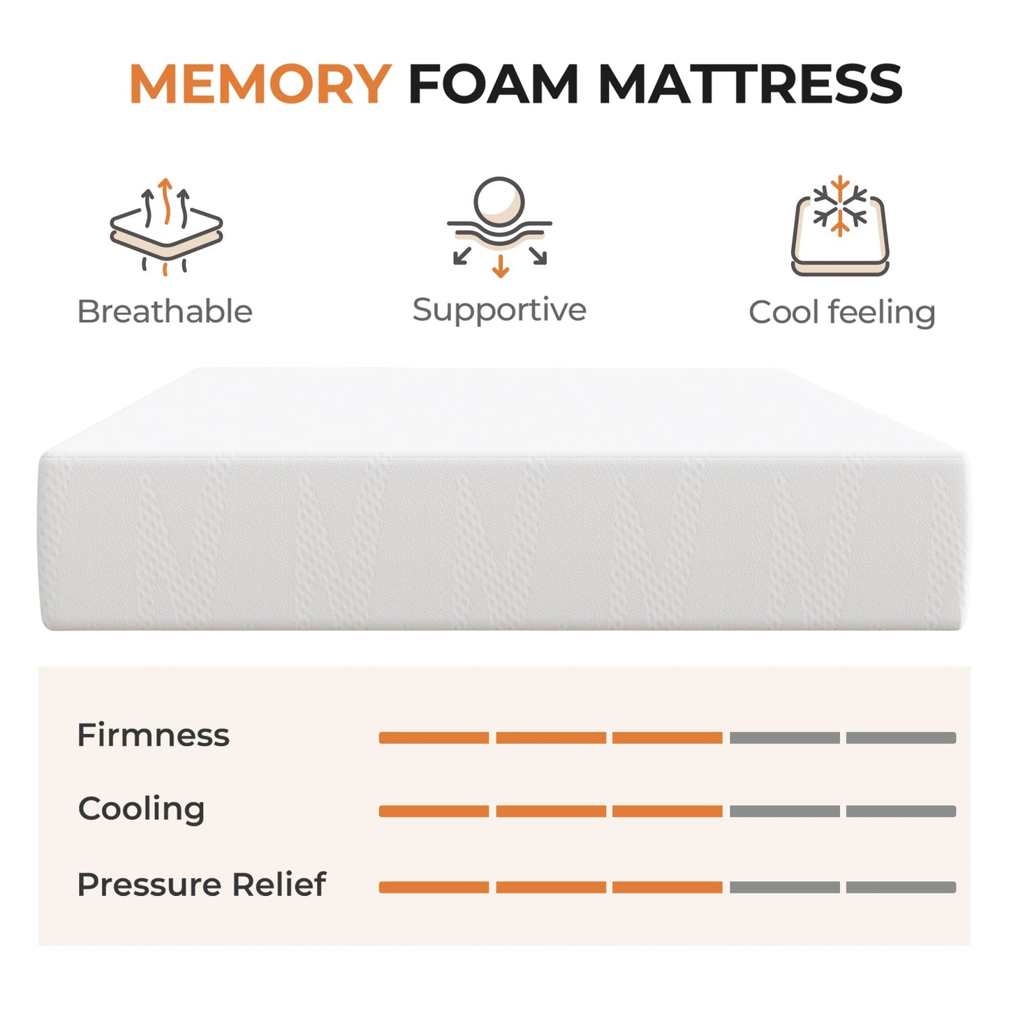 14-Inch Twin Mattress with Memory Foam, Sleep Support Mattress detail image - detail view 38