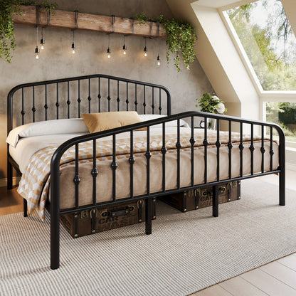 14-Inch Wrought Iron Platform Bed Frame with Headboard and Footboard detail image - detail view 12