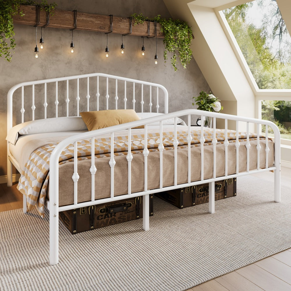 14-Inch Wrought Iron Platform Bed Frame with Headboard and Footboard detail image - detail view 7