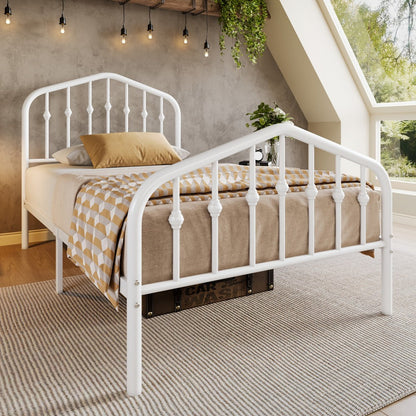 14-Inch Wrought Iron Platform Bed Frame with Headboard and Footboard detail image - detail view 9