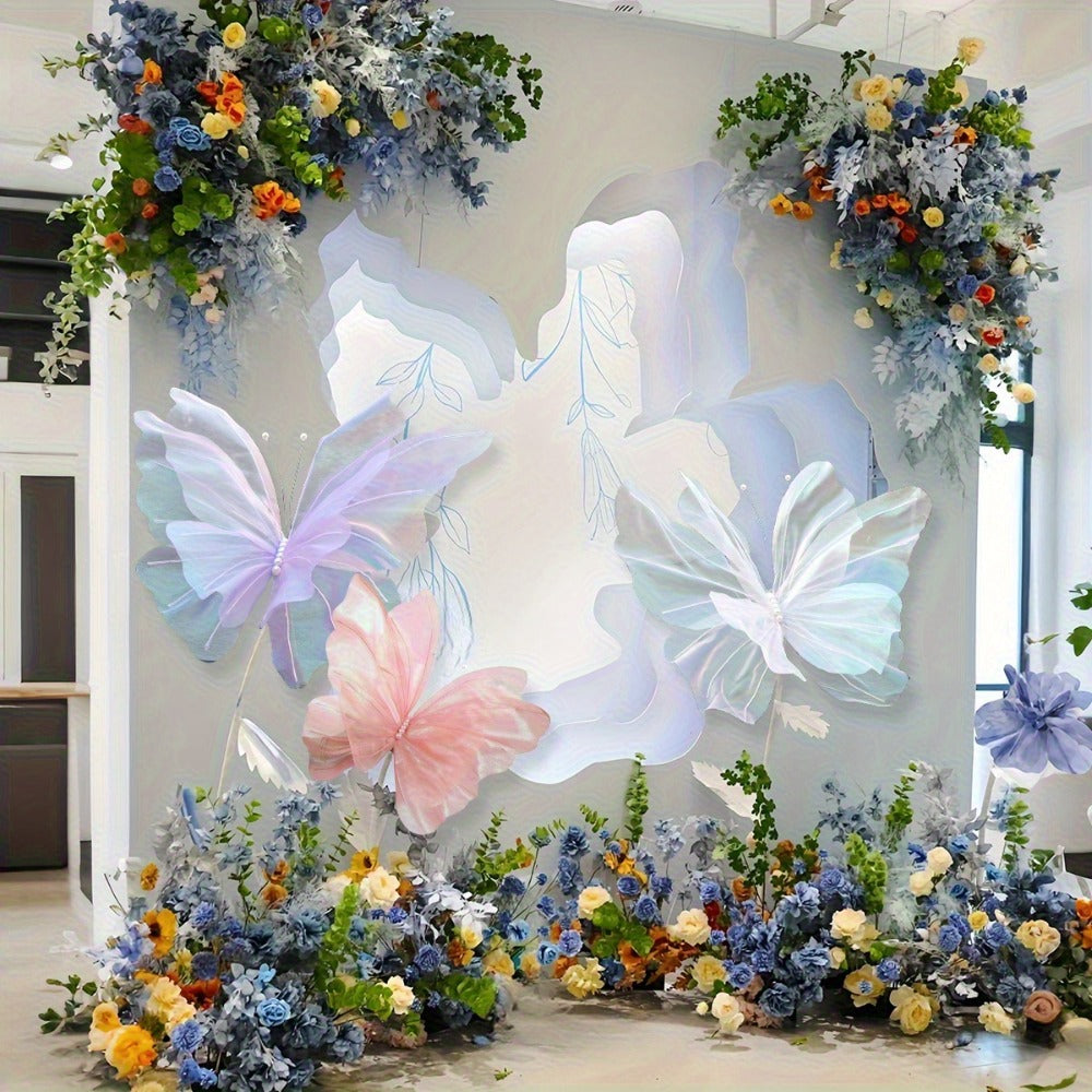 Pink Butterfly Wall Decorations, Three-Piece Set with Layered 50 x 42cm Wing Designs for Hanging Displays