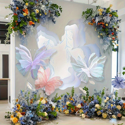 Pink Butterfly Wall Decorations, Three-Piece Set with Layered 50 x 42cm Wing Designs for Hanging Displays
