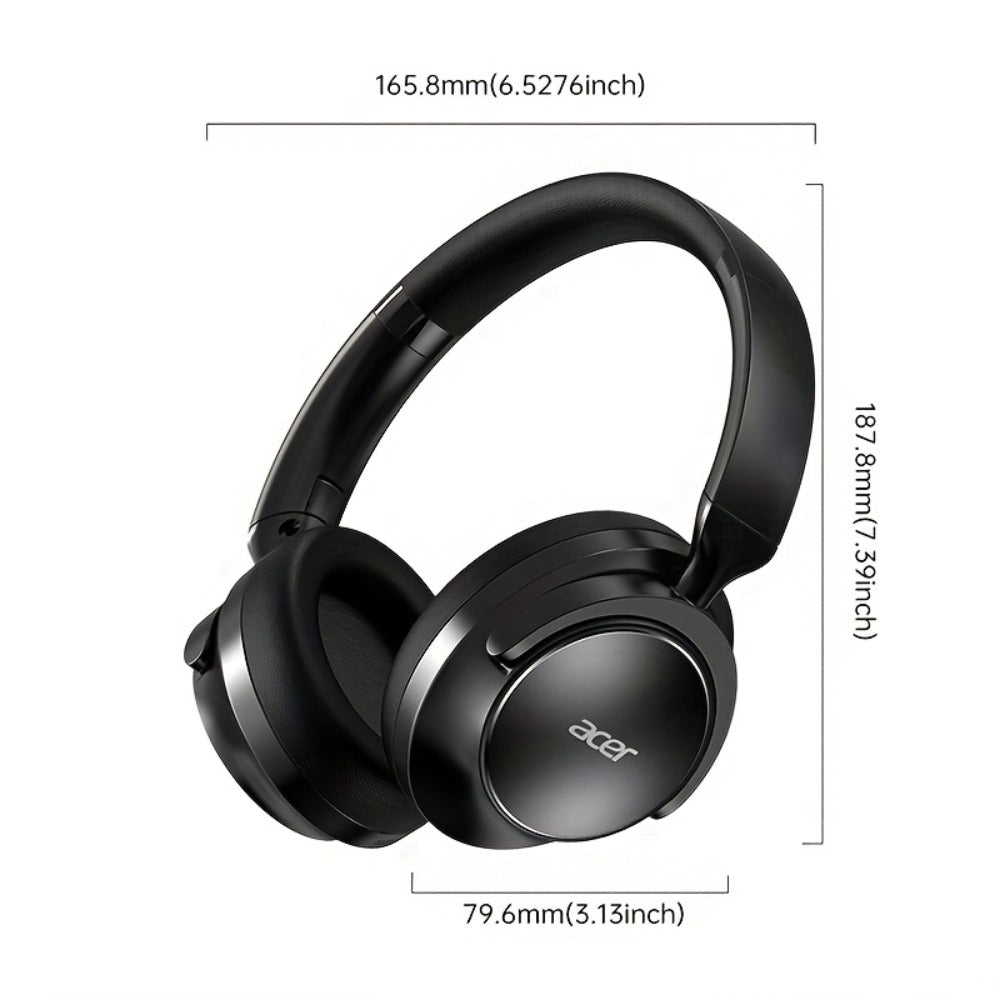 Acer OHR560 Over-Ear Headphones with Bluetooth 5.3, 40mm Drivers, ANC and ENC Labels, Foldable Earcups and AUX
