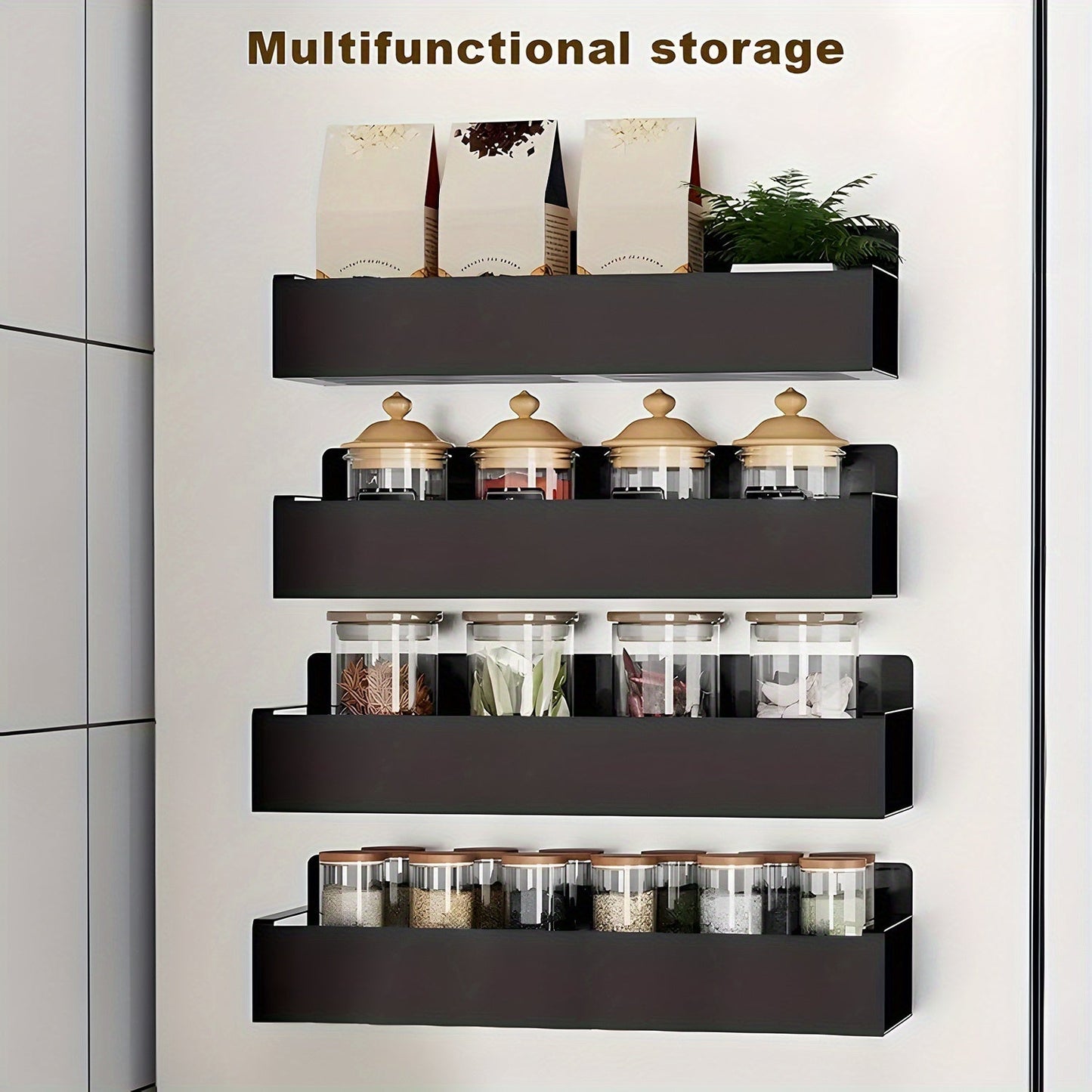 Magnetic Storage Box Organizer for Refrigerator, Washing Machine & Coffee Machine – Strong Magnetic Adsorption No-Drill Spice Rack & Kitchen