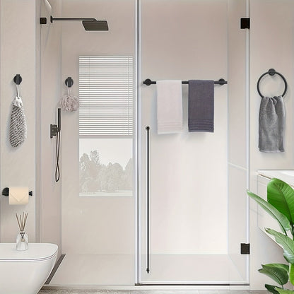 5-Piece Bathroom Hardware Set SUS304 Stainless Steel 24" Towel Bar Towel Ring Toilet Paper Holder Robe Hooks Black Silver Gold